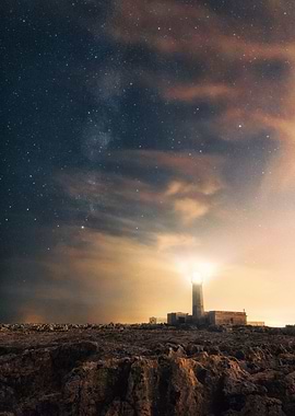 Lighthouse and milky way