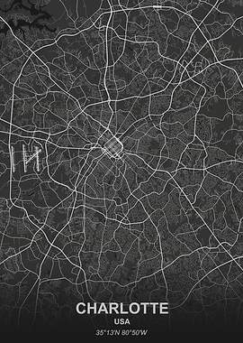 Charlotte USA city map