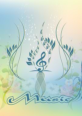 Clef with floral elements