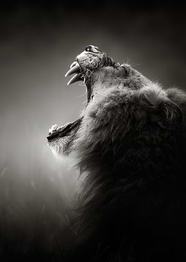 Lion displaying teeth