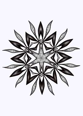 Mandala Flower Black White