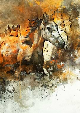 Galloping Horses Painting