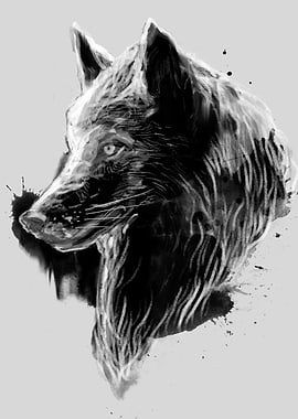 sumi-e wolf