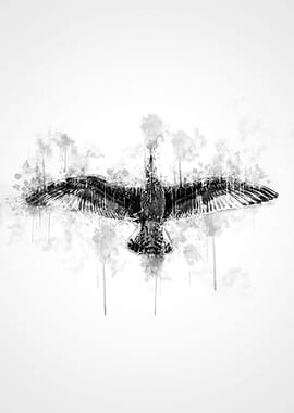 Bird Flying BW