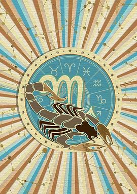 Vintage Scorpio Zodiac Art