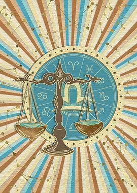 Vintage Libra Zodiac art