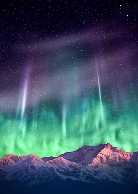 aurora borealis & mountain