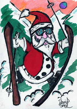 Skiing Santa