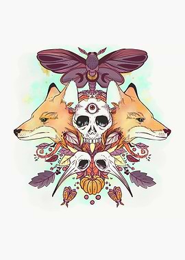 Autumn Foxes And Skulls