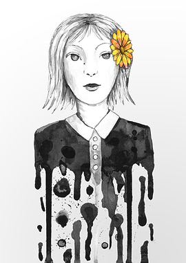 Flower dripping girl