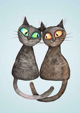 Two cute loving cats