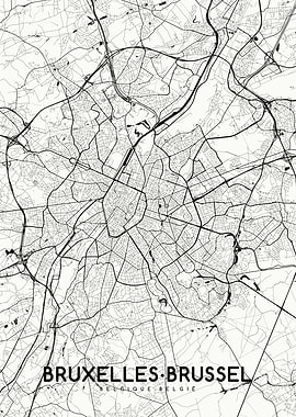 Bruxelles map white