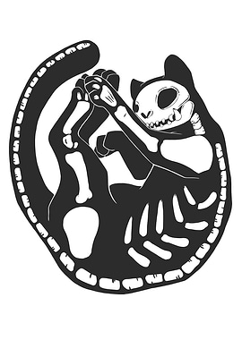 Cat Skeleton Bones Artwork