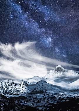 Blue milky way at winter