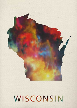 Wisconsin Watercolor Map