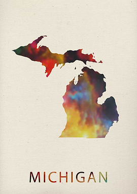 Michigan Watercolor Map