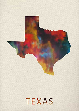 Texas Watercolor Map