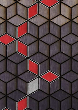 Grey Black Red Cube Silver