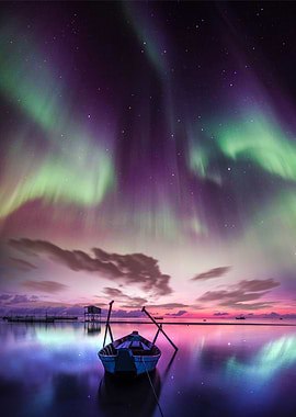 Aurora over the sea