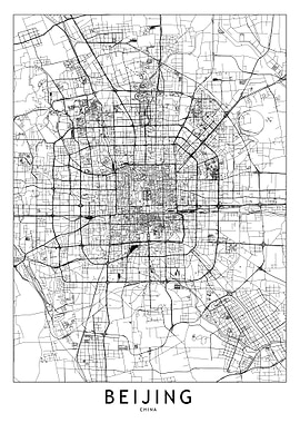 Beijing White Map
