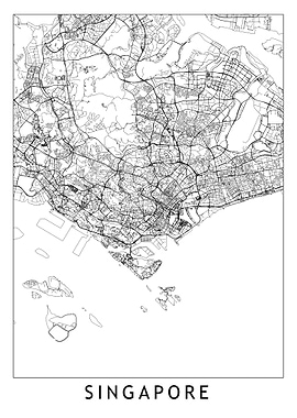Singapore White Map