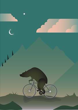 Funny bear on the bicycle