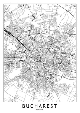 Bucharest White Map