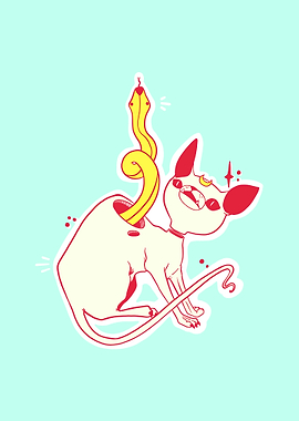 Sphynx Cat And Snake Art