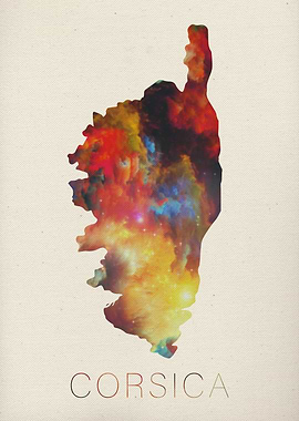 Corsica Watercolor Map