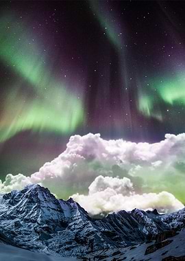 Aurora over mountains