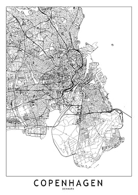 Copenhagen White Map
