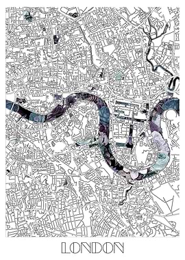 london city map floral