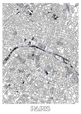 paris city map floral