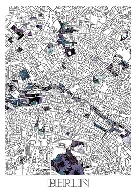berlin city map floral