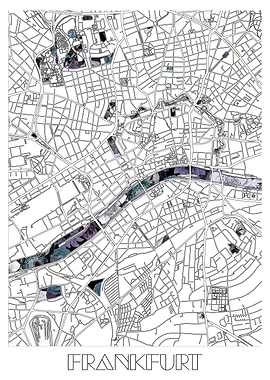 frankfurt city map floral
