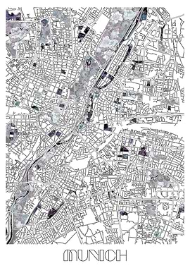 munich city map floral