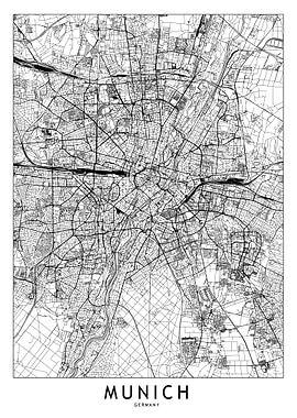 Munich White Map