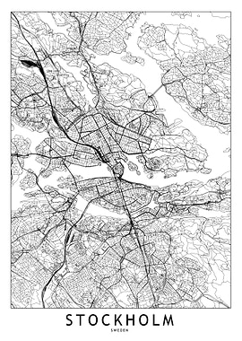 Stockholm White Map