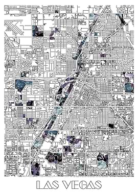 las vegas city map floral