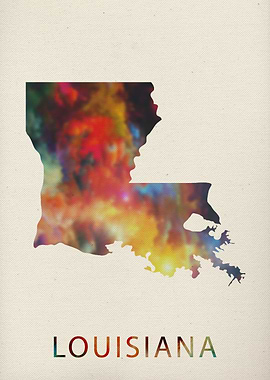 Louisiana Map Watercolor