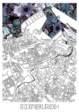 edinburgh city map floral