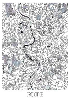rome city map floral