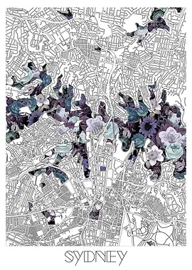sydney city map floral