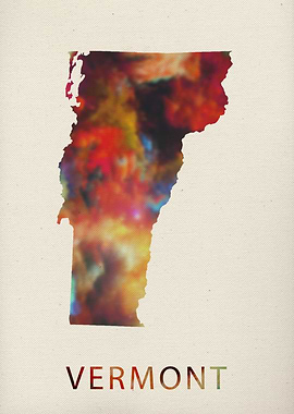 Vermont Watercolor Map