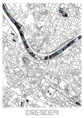 dresden city map floral