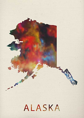 Alaska Watercolor Map