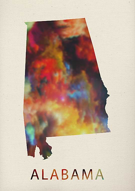 Alabama Watercolor Map
