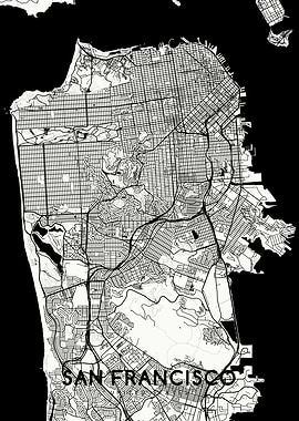 San Francisco map white