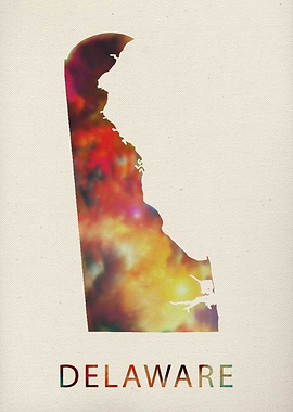 Delaware Watercolor Map