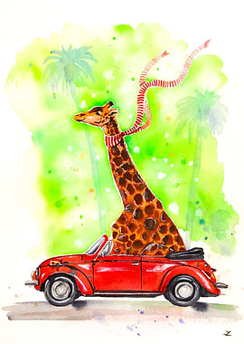 Giraffe in a Beetle